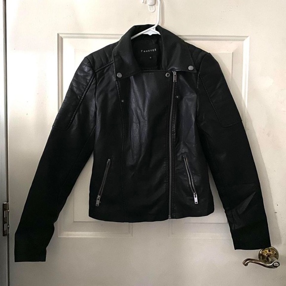 women’s faux leather biker jacket - Picture 2 of 3